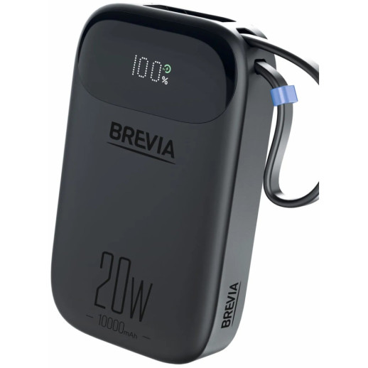 Повербанк (Power Bank) Brevia ePower LCD 10000mAh PD20W CompactMini Black + cable
