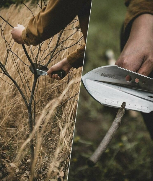 Лопата многофункциональная Naturehike NH20GJ001, паракорд/нержавеющая сталь (нет кнопки на чехле)