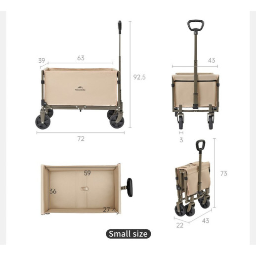 Складная легкая кемпинговая тележка Naturehike CNK2350JJ012, 50 л, черная