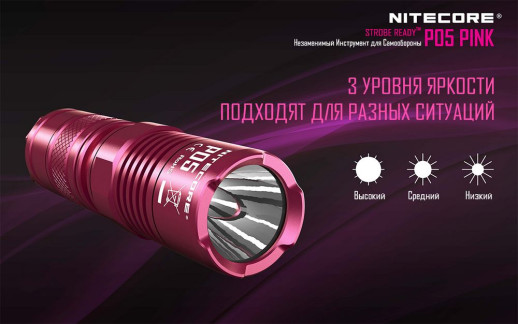 Карманный фонарь Nitecore P05, розовый, 460 люмен