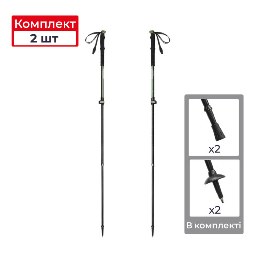 Трекинговые телескопические палки 2шт Naturehike CNK2550DS010 Sunlit Terk Base, 60-135 см, зеленая