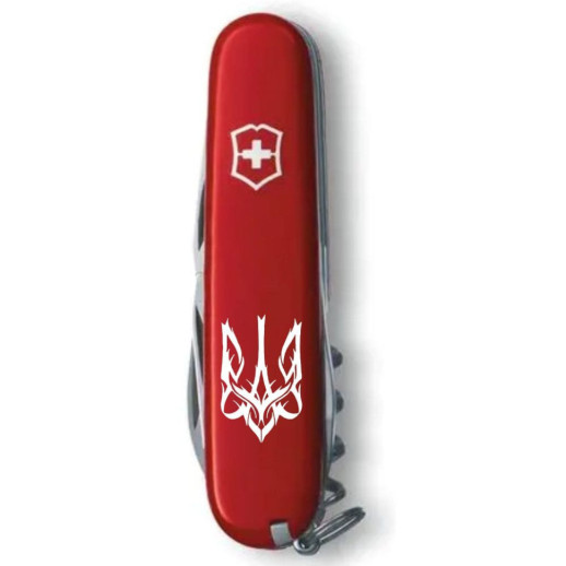Нож Camper Ukraine 91мм/13функ/черв /Тризуб готический бел.