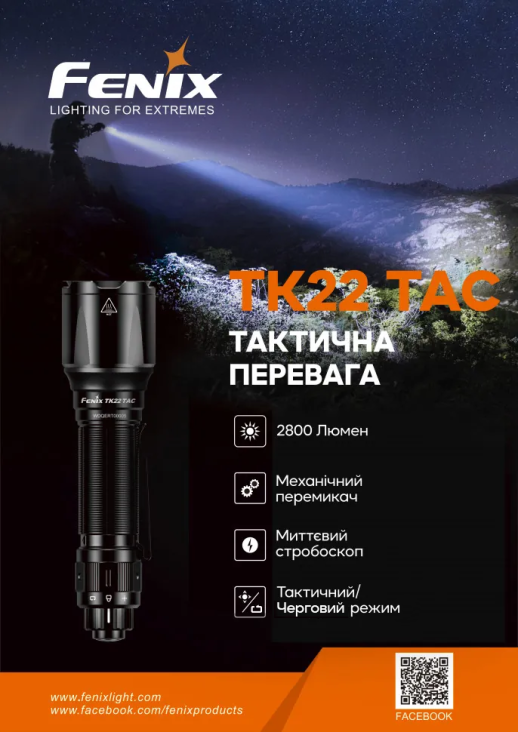 Фонарь ручной Fenix ​​TK22TAC (Замена кнопки/открытая упаковка)