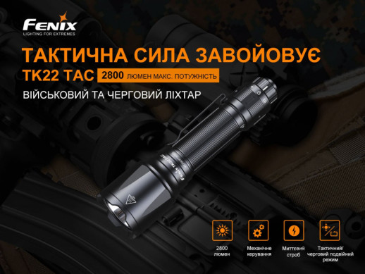 Фонарь ручной Fenix ​​TK22TAC (Замена кнопки/открытая упаковка)