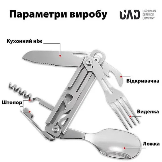 Мультитул туристический 5 в 1 UAD CampFeast 420 Сталь
