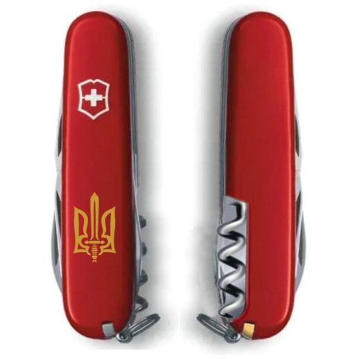 Нож Camper Ukraine 91мм/13функ/черв /Тризуб ОУН брон.
