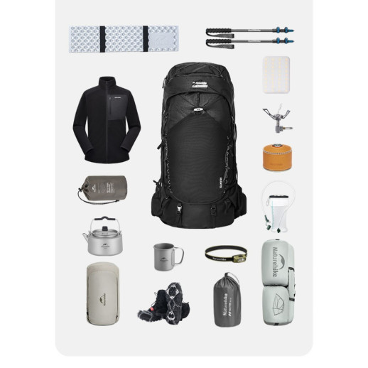 Рюкзак туристический Naturehike Helium CNK2450XB014, 70 л, черный, L