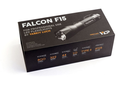 Ручной фонарь Яркий Луч YLP FALCON F15, черный, Cree XP-L HI