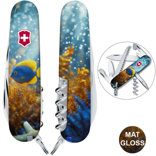 Складной нож Victorinox CAMPER DESIGN Желто-голубая рыбка