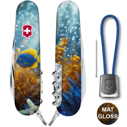 Складной нож Victorinox CAMPER DESIGN Желто-голубая рыбка