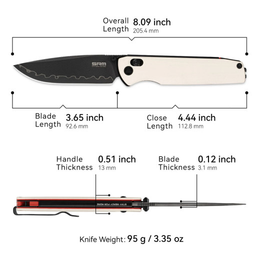 Нож складной SRM Terrier 258L-GT2, белый