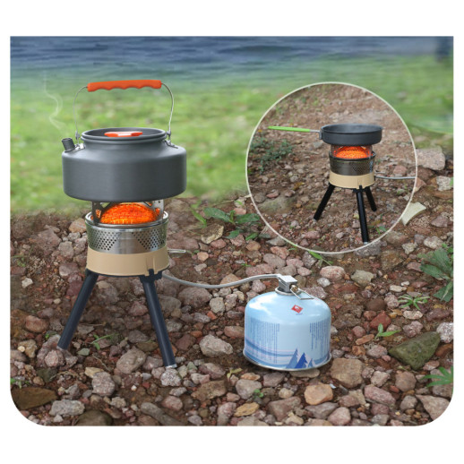 Набор туристической посуды (2 кастрюли с крышкой, котелок, сковорода, чайник, 6 тарелок, ложка, черпак и губка) BRS-157, алюминий