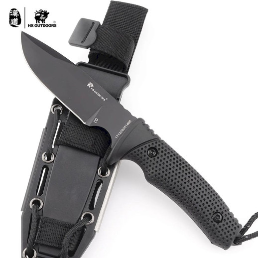 Нож HX Outdoors D-171, черный с черным лезвием