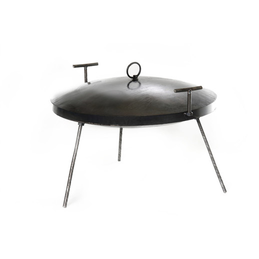 Сковорода туристическая с бортом 30мм, крышкой и чехлом, 500мм толщина 4мм СИЛА