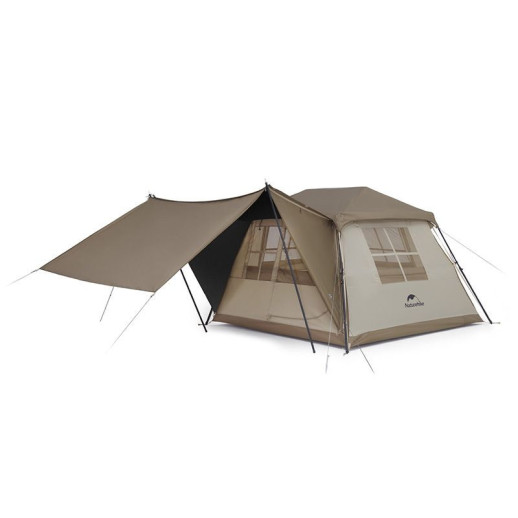 Палатка с навесом Naturehike Village CNK2300ZP021, коричневая большая