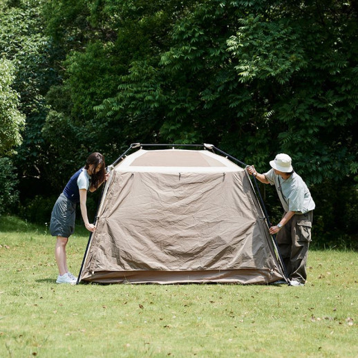 Палатка с навесом Naturehike Village CNK2300ZP021, коричневая большая