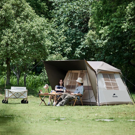 Палатка с навесом Naturehike Village CNK2300ZP021, коричневая большая