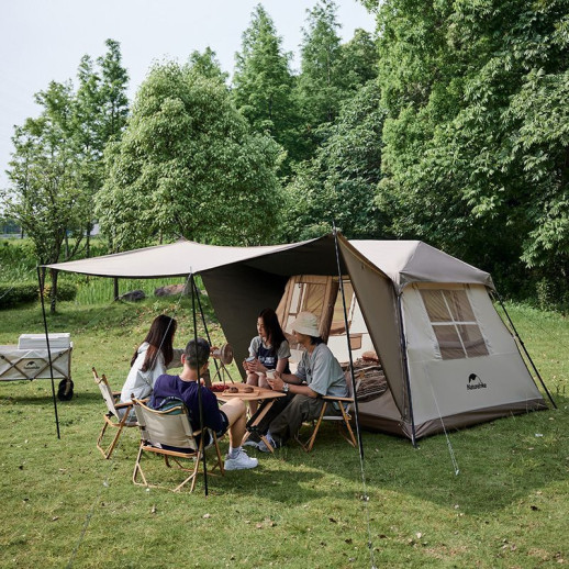 Палатка с навесом Naturehike Village CNK2300ZP021, коричневая большая