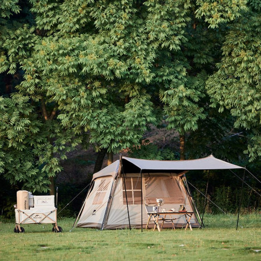 Палатка с навесом Naturehike Village CNK2300ZP021, коричневая большая