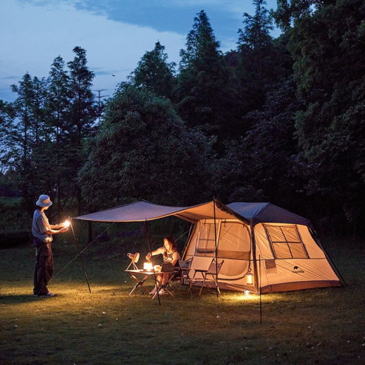 Палатка с навесом Naturehike Village CNK2300ZP021, коричневая большая