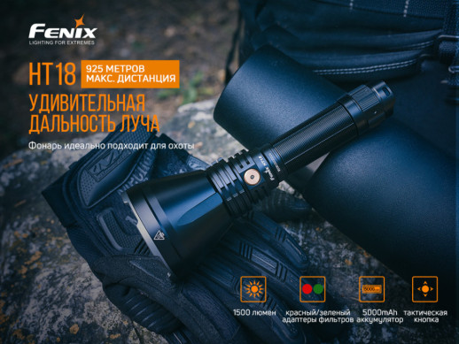 Фонарь ручной Fenix HT18 (небольшие потертости на аккумуляторе)