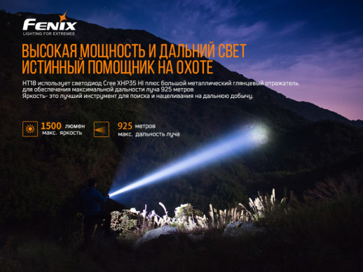 Фонарь ручной Fenix HT18 (небольшие потертости на аккумуляторе)