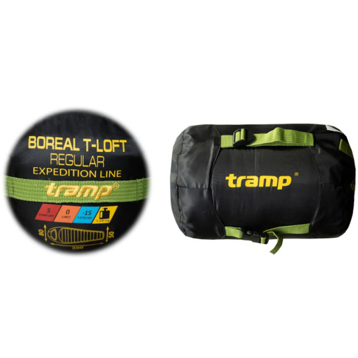 Спальный мешок Tramp Boreal Long кокон правый green/grey 225/80-50 UTRS-095L-R