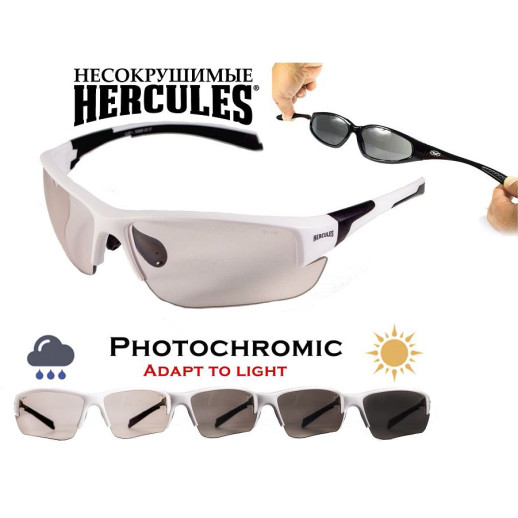 Очки Global Vision Hercules-7 White Photocromic (clear) фотохромные прозрачные в белой оправе