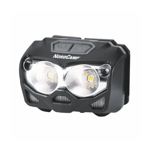 Фонарь налобный Nord Camp 500Lm, 2x5W CREE XTG, 1200mAh/3xAAA, Sensor White/Red