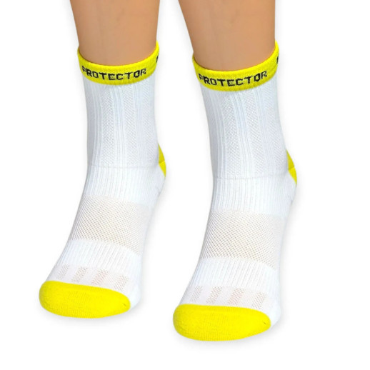 Компрессионные носки защитные летние Protector ShortDry Ultra желто-белые БЕГУ ЗА ЯЗЫК S 36-39