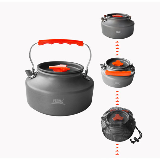 Набор туристической посуды (кастрюля с крышкой, сковорода, 2 тарелки, ложка, черпак и губка) BRS-151, алюминий