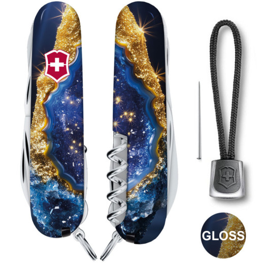 Складной нож Victorinox HUNTSMAN DESIGN Золотисто-голубой кристалл