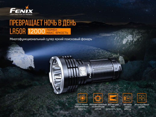 Поисковый фонарь Fenix LR50R Luminus SST70, 12000 лм
