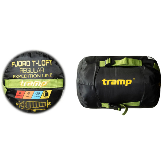 Спальный мешок Tramp Fjord Long кокон правый green/grey 225/80-50 UTRS-094L-R