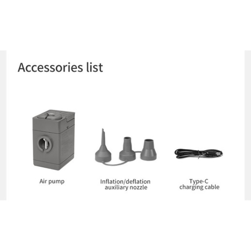 Самонадувающийся матрас, двухместный, со встроенной помпой Naturehike CNK2450WS040, 250 мм, серый