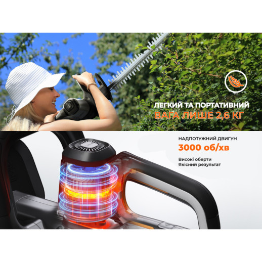 Аккумуляторный кусторез Litheli, питание от павербанка (УМБ Litheli Power Bank 20000 mAh, 45 W, 2А в комплекте)