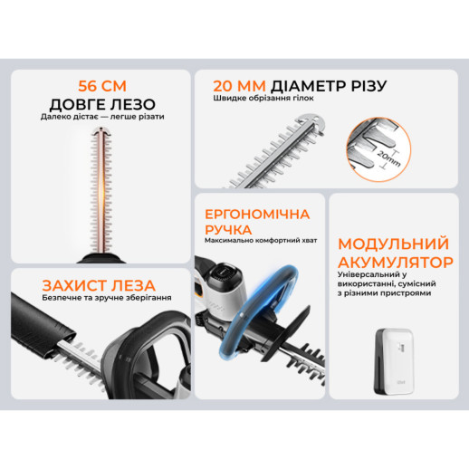 Аккумуляторный кусторез Litheli, питание от павербанка (УМБ Litheli Power Bank 20000 mAh, 45 W, 2А в комплекте)