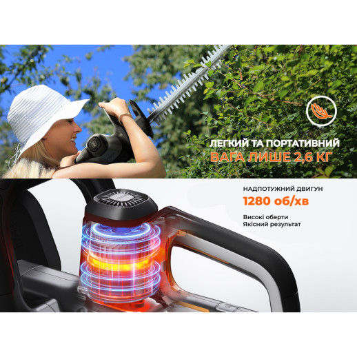 Высоторез-кусторез Litheli телескопический, 3400 мм, питание от павербанка (УМБ Litheli Power Bank 20000 mAh, 45 W, 2,5 А в комплекте)