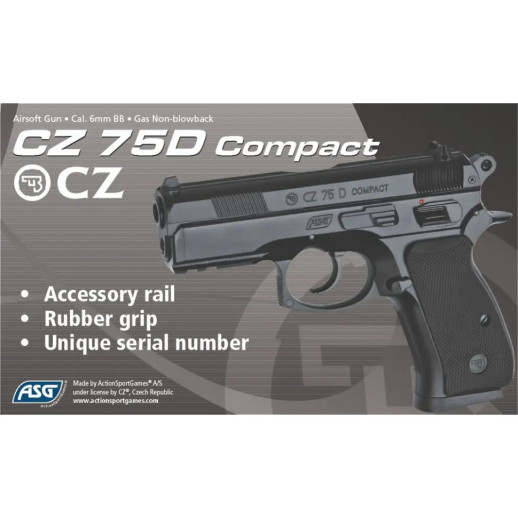 Пистолет страйкбольный ASG CZ 75D Compact Green Gas кал. 6 мм