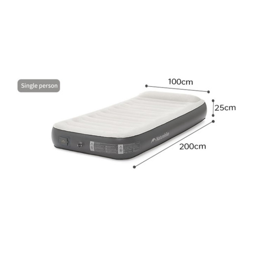 Самонадувающийся матрас, одноместный, со встроенной помпой Naturehike CNK2450WS040, 250 мм, серый