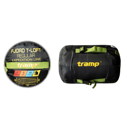 Спальный мешок Tramp Fjord Regular кокон правый green/grey 200/80-50 UTRS-094R