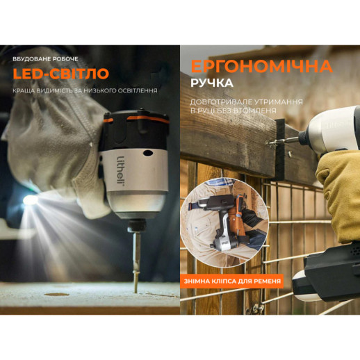 Аккумуляторный ударный винтоверт Litheli бесщеточный, питание от павербанка (УМБ Litheli Power Bank 20000 mAh, 45 W, 2А в комплекте)