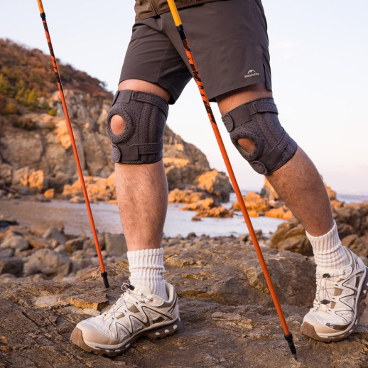 Бандаж на колено туристический с пружинной поддержкой Naturehike Qingyue CNK2650DS010, черный