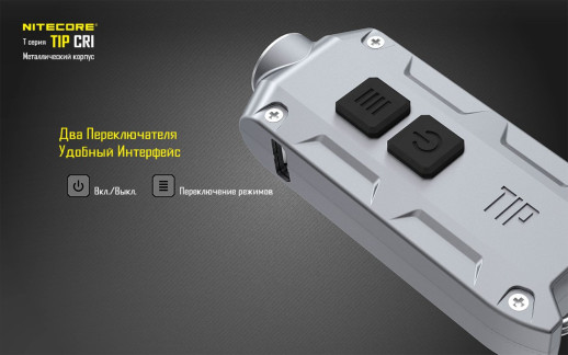 Фонарь- брелок Nitecore TIP CRI (Nichia LED, 220 люмен, 4 режима, USB),черный