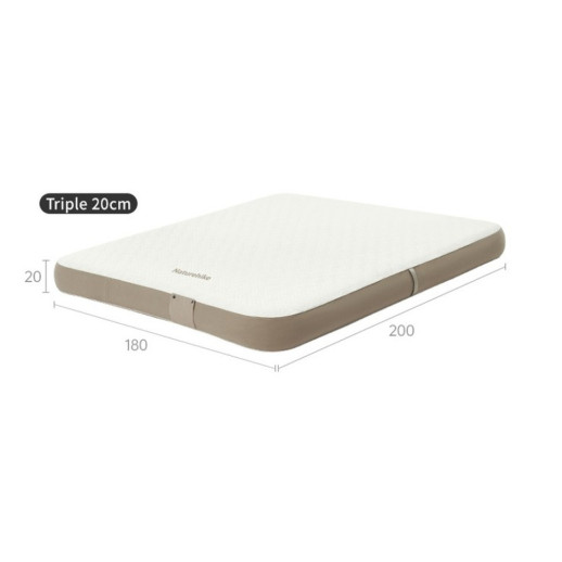 Самонадувающийся матрас, трехместный, со встроенной помпой Naturehike CNK2450WS040, 250 мм, серый