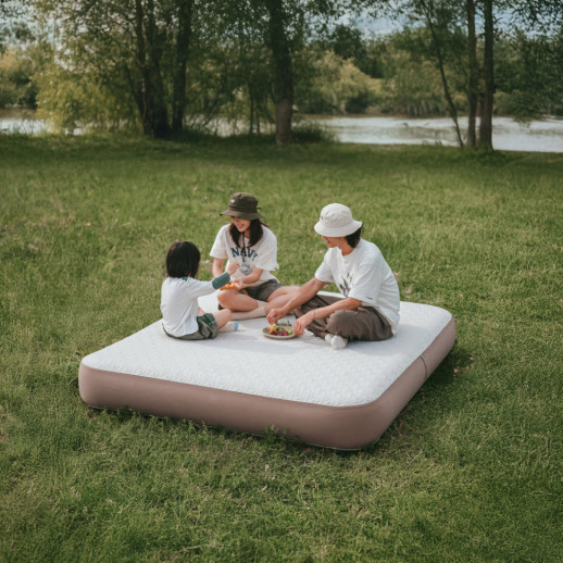 Самонадувающийся матрас, трехместный, со встроенной помпой Naturehike CNK2450WS040, 250 мм, серый