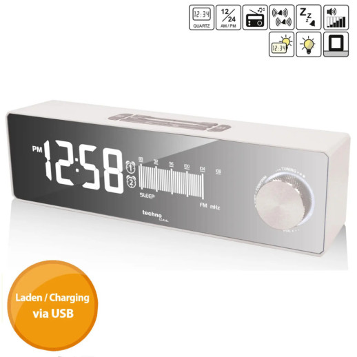 Часы настольные с радио Technoline WT483 White/Silver (WT483)