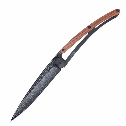 Нож Deejo Tattoo Wood Black 37 g, Rosewood, "Feather"