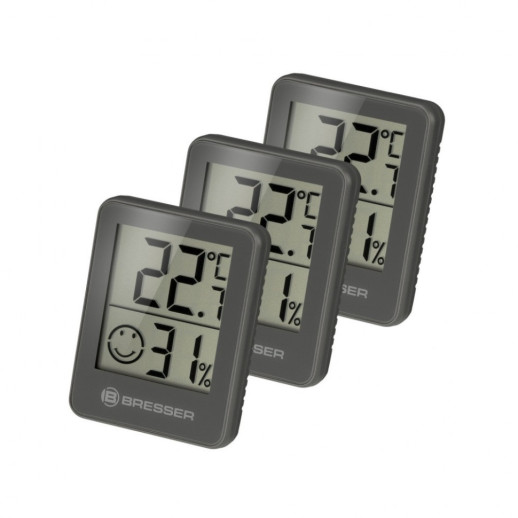 Термометр-гигрометр Bresser Temeo Hygro Indicator (3шт), серый (7000010QT5000)