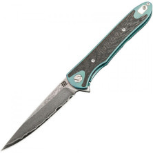 Нож Artisan Shark Damascus Titanium зеленый